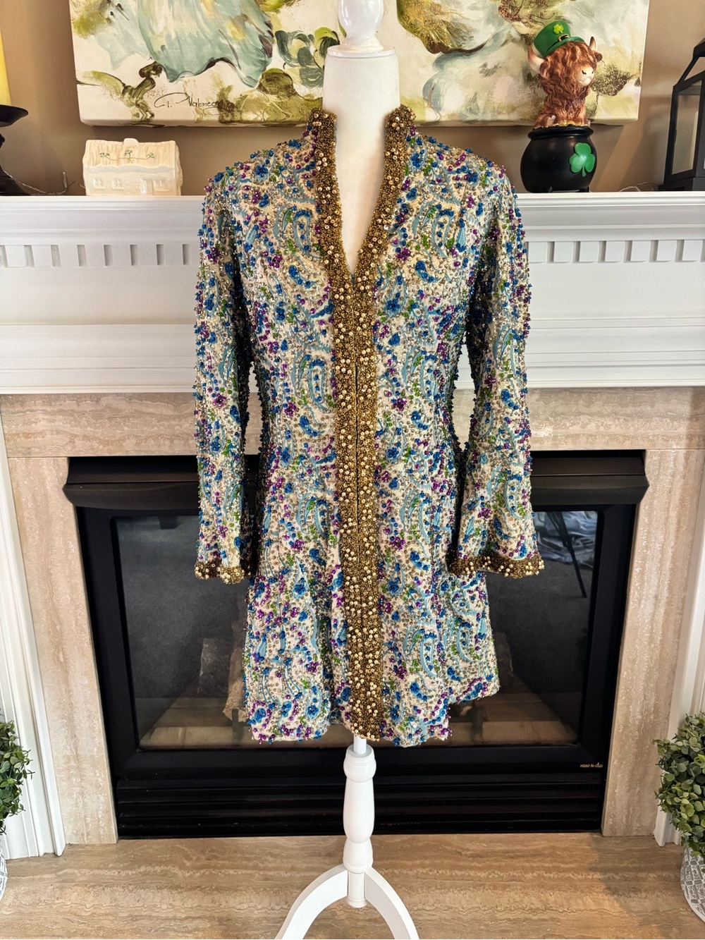Vintage 60’s Victoria Royal Heavily Embellished Dress  of British Colony Sz-14